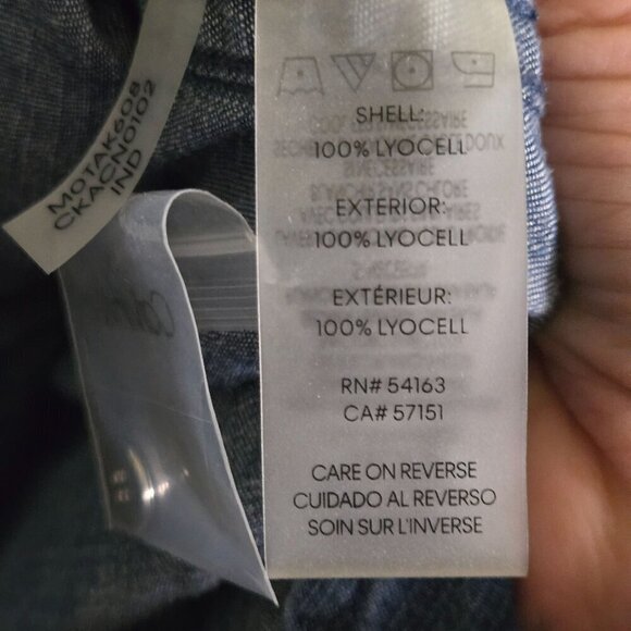 Calvin Klein NWOT Roll Sleeve Lace Up Chambray Blouse Size S - Picture 8 of 8